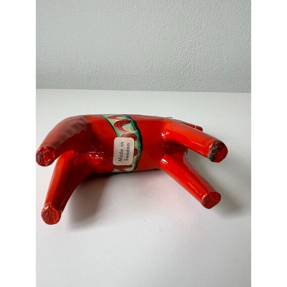 Vintage 1950s Swedish 4" Handcrafted Hand Carved Wood Flower Dala Horse Figurine - Picture 4 of 7